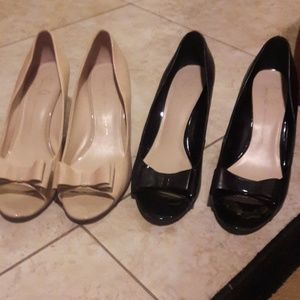 2 pairs of Woman's Size 10 Peep Toe Wedges